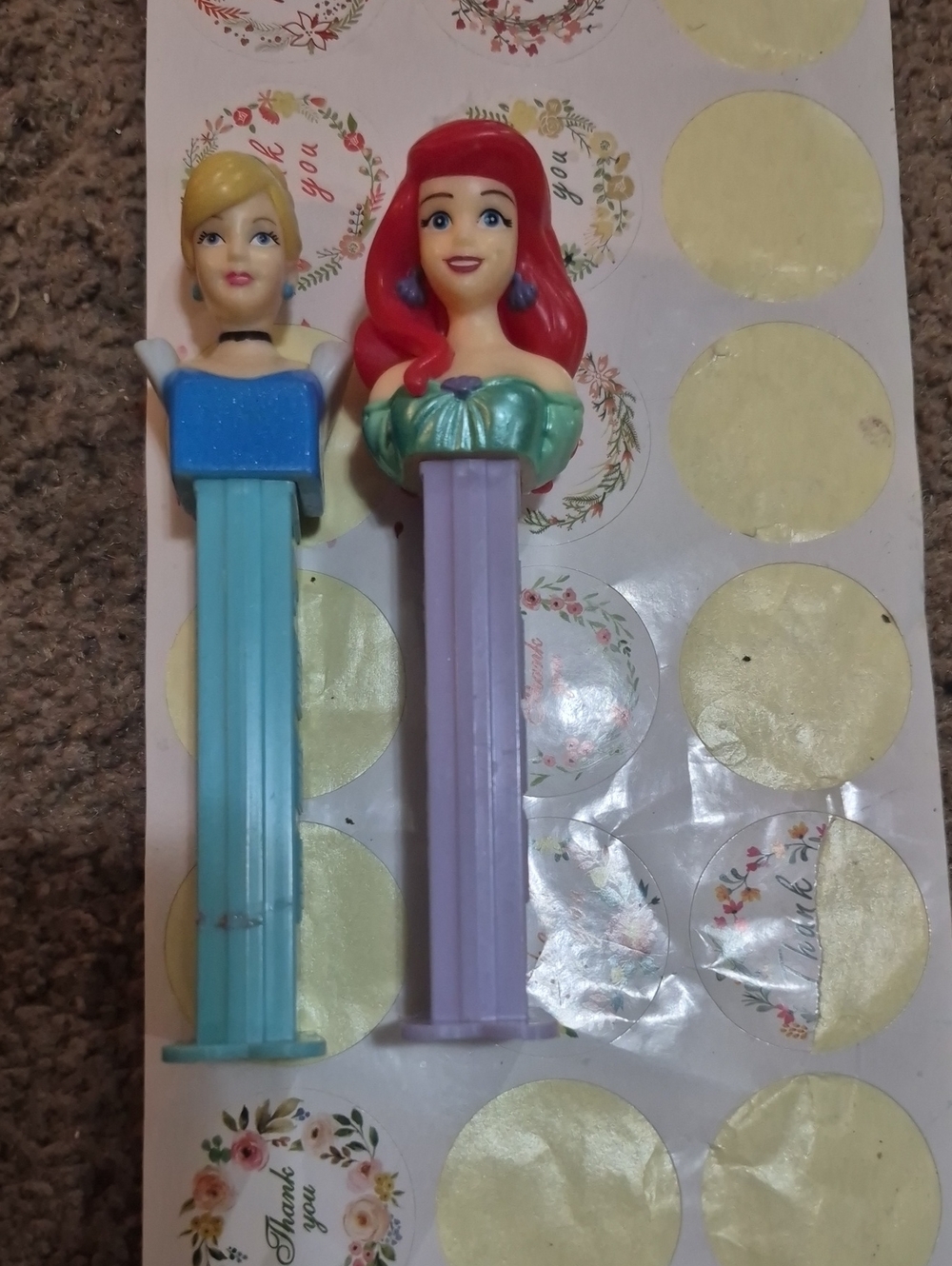 PEZ-Style Kids Bath Toy Dispensers — Blue & Purple Princess Heads